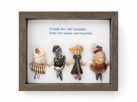 Custom Friend Group Shell Art, Personalized Best Friend Gift, Add Names & Number of Friends, Coastal Seashell Wall Decor, Friendship Keepsake