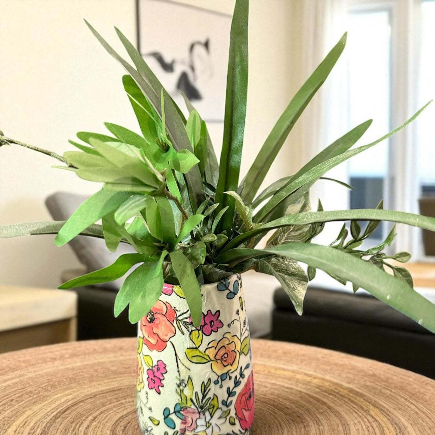 Ceramic Vase 5"- Handmade Decoupaged with Jute Cording- Choose: 3 Coastal Styles