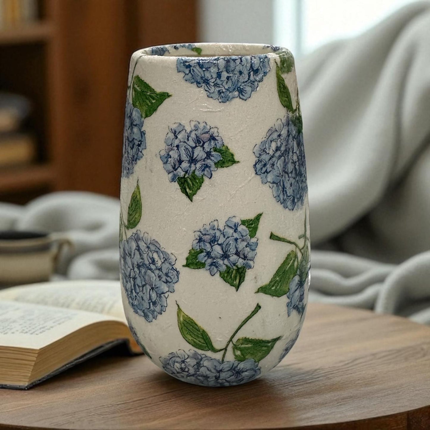 Ceramic Vase 5"- Handmade Decoupaged with Jute Cording- Choose: 3 Coastal Styles