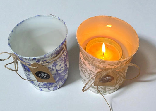 Glass Decoupage Candle Holder - Tall