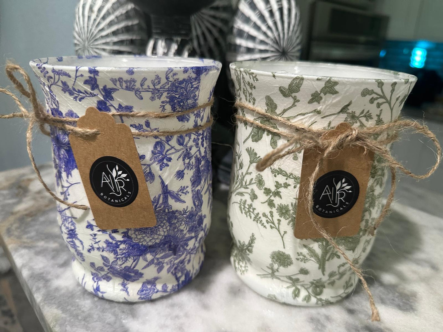 Glass Decoupage Candle Holder - Tall