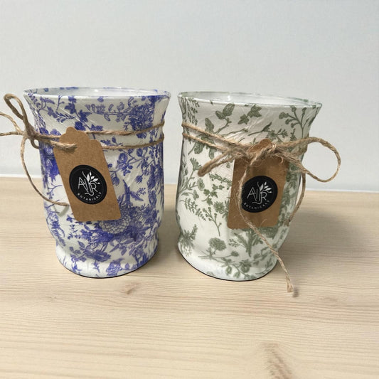 Glass Decoupage Candle Holder- Tall