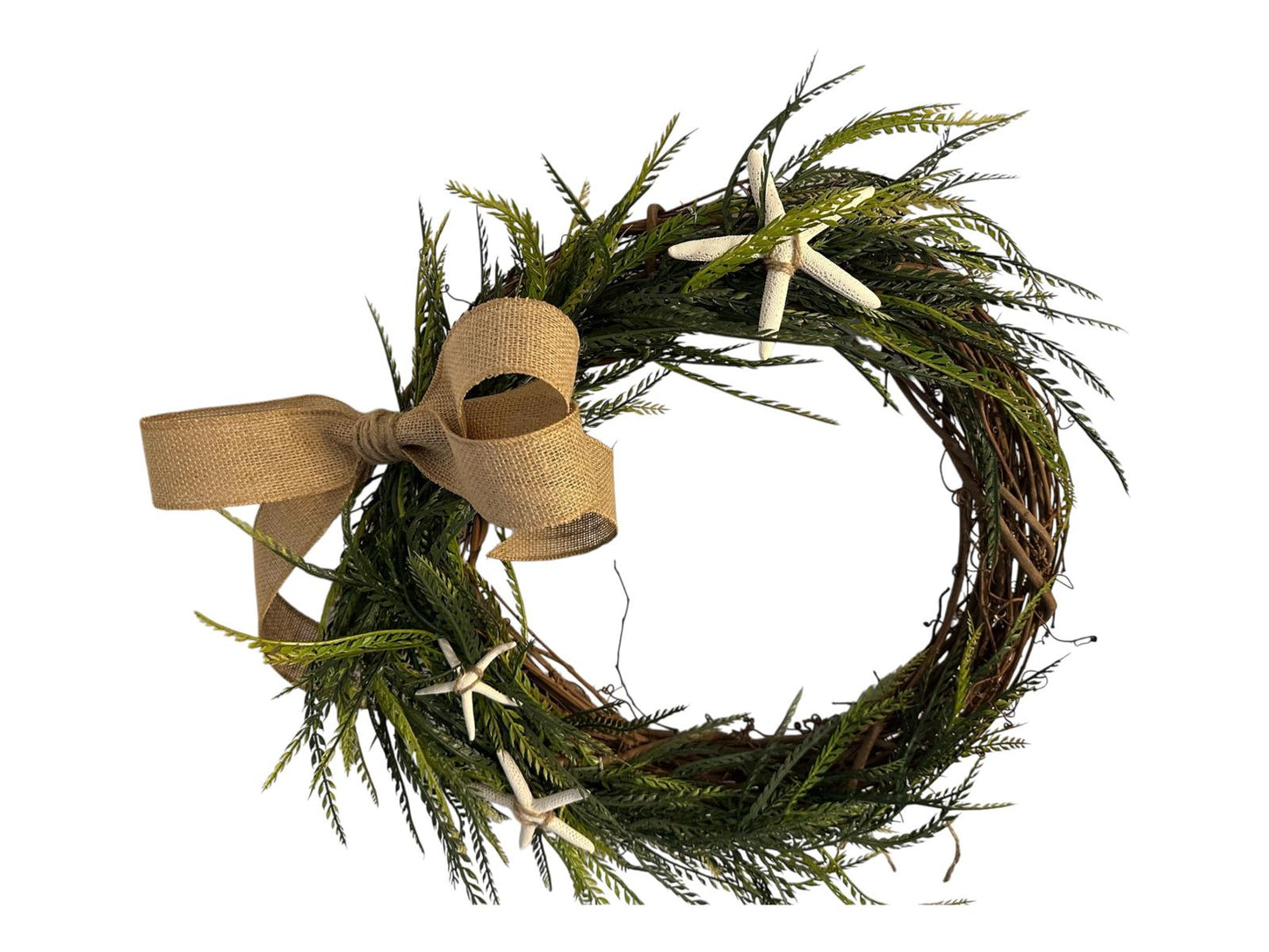 Door Sawgrass Greenery Wreath with Removable Burlap Bow