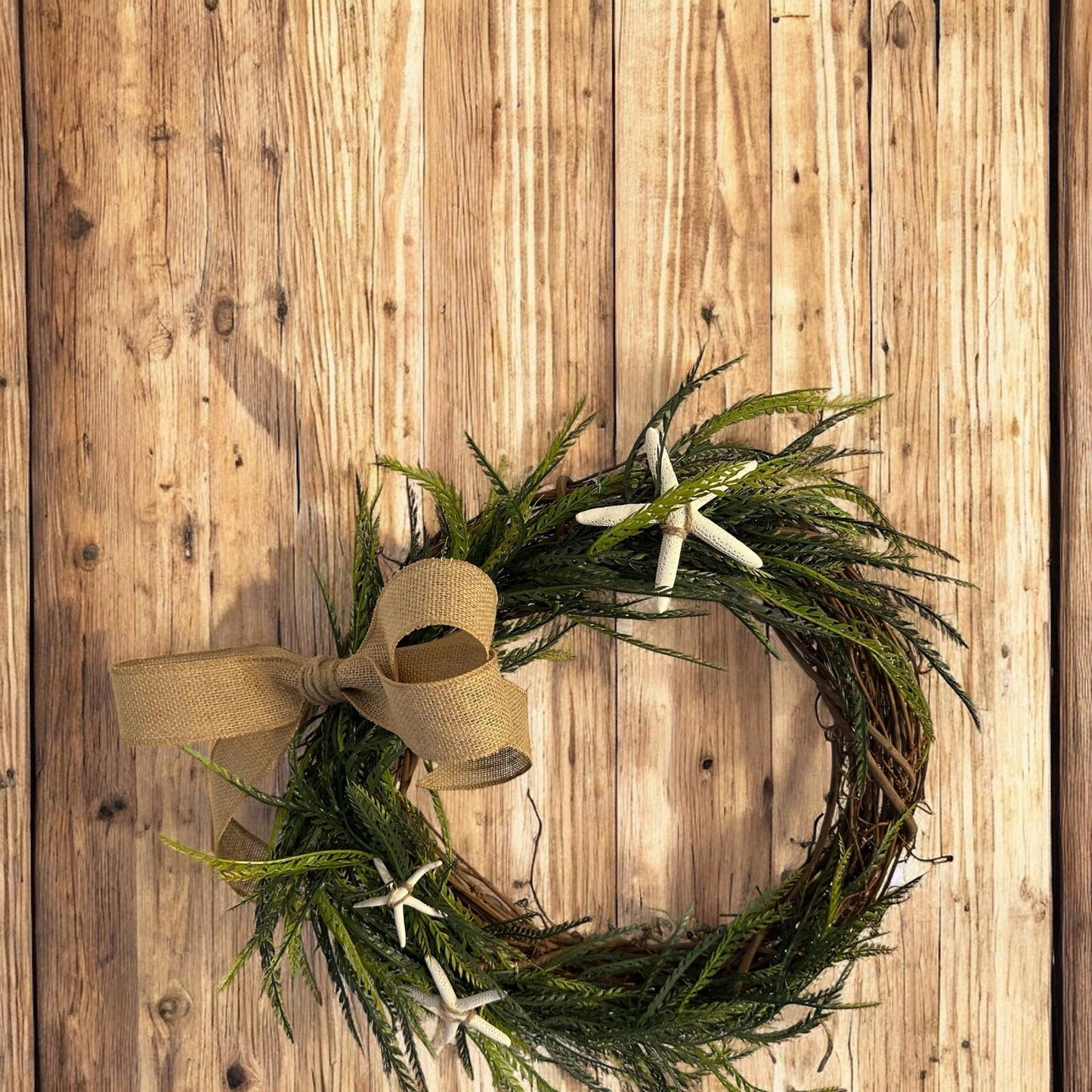 Door Sawgrass Greenery Wreath with Removable Burlap Bow