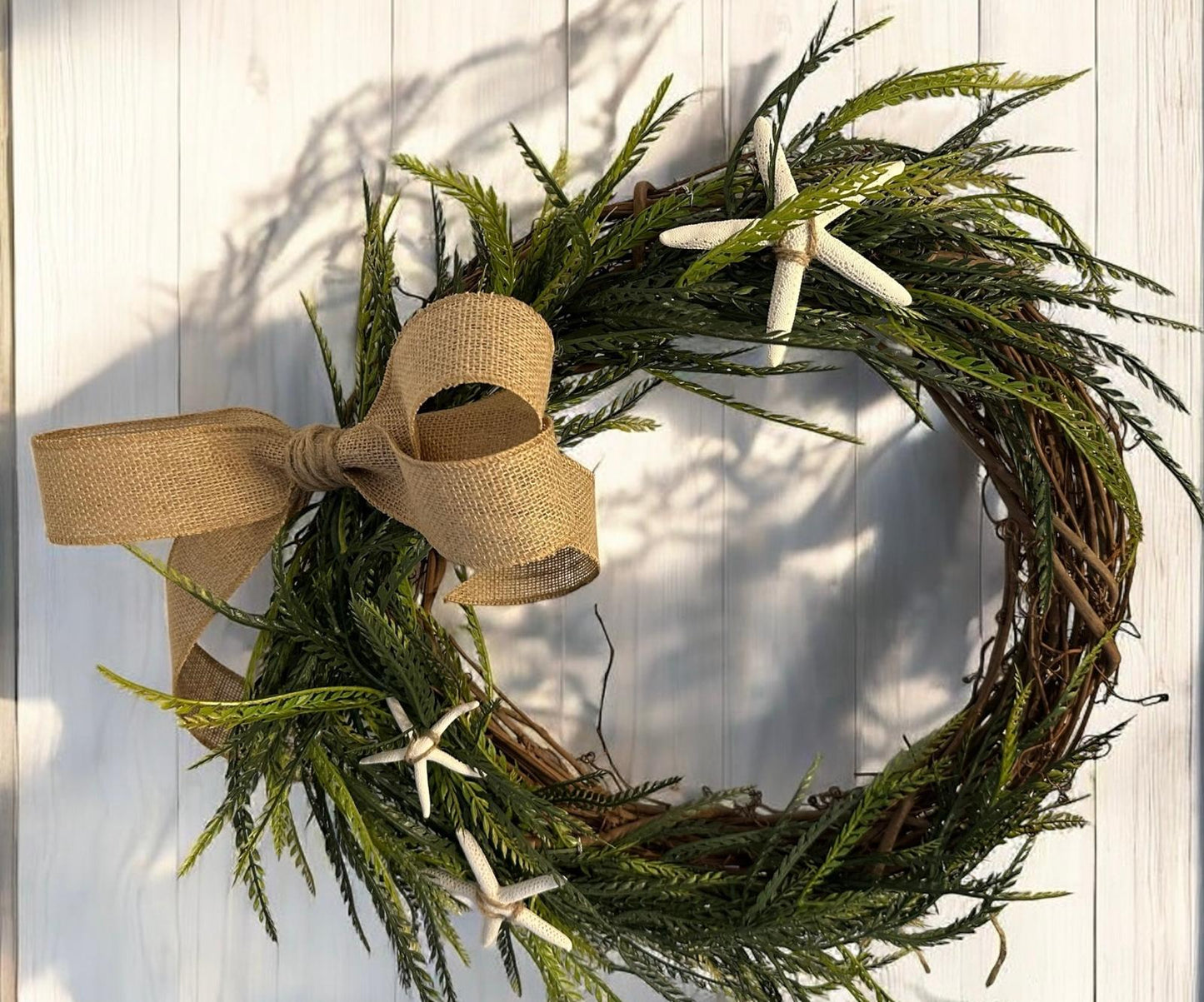 Door Sawgrass Greenery Wreath with Removable Burlap Bow