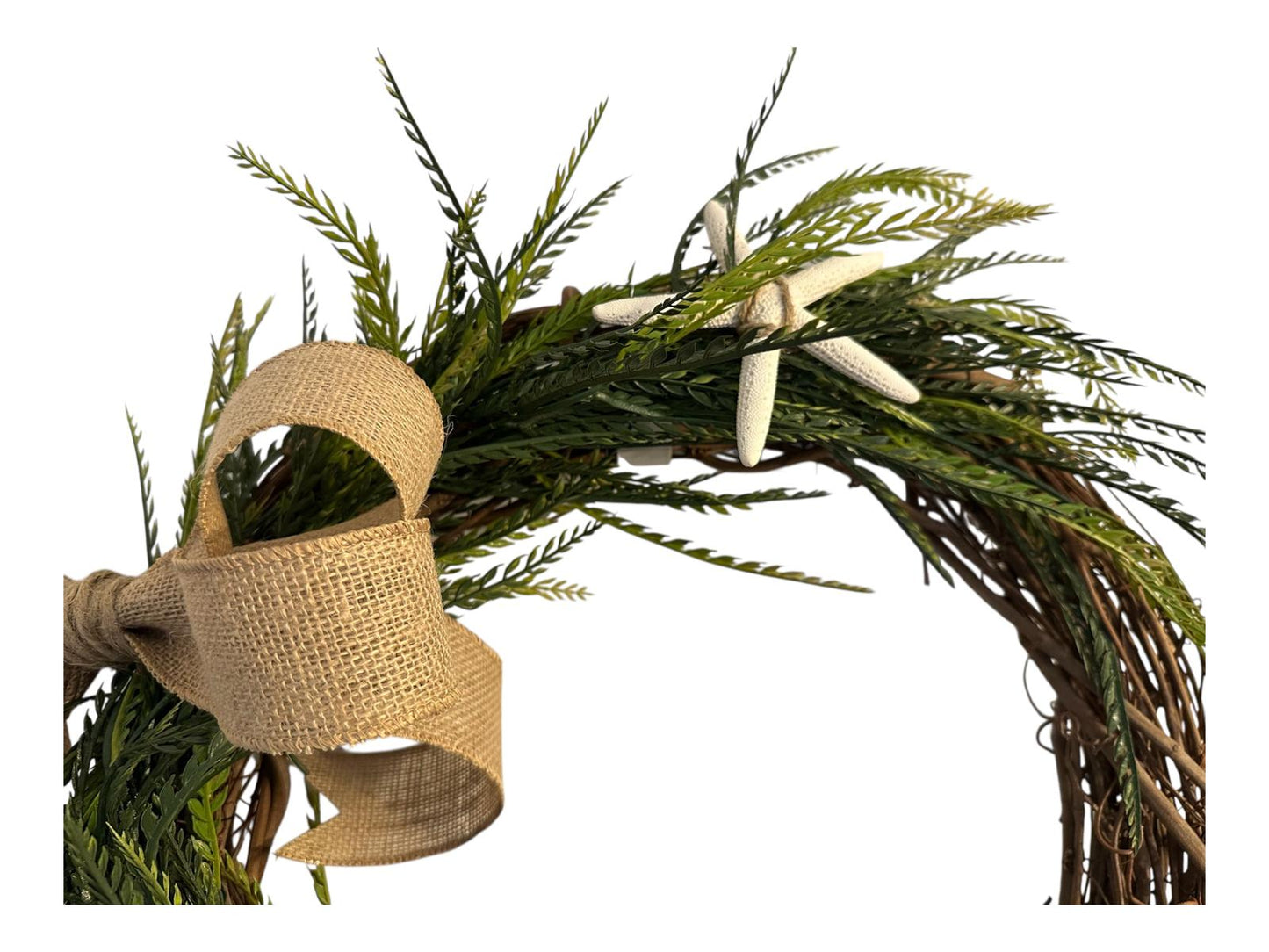 Door Sawgrass Greenery Wreath with Removable Burlap Bow