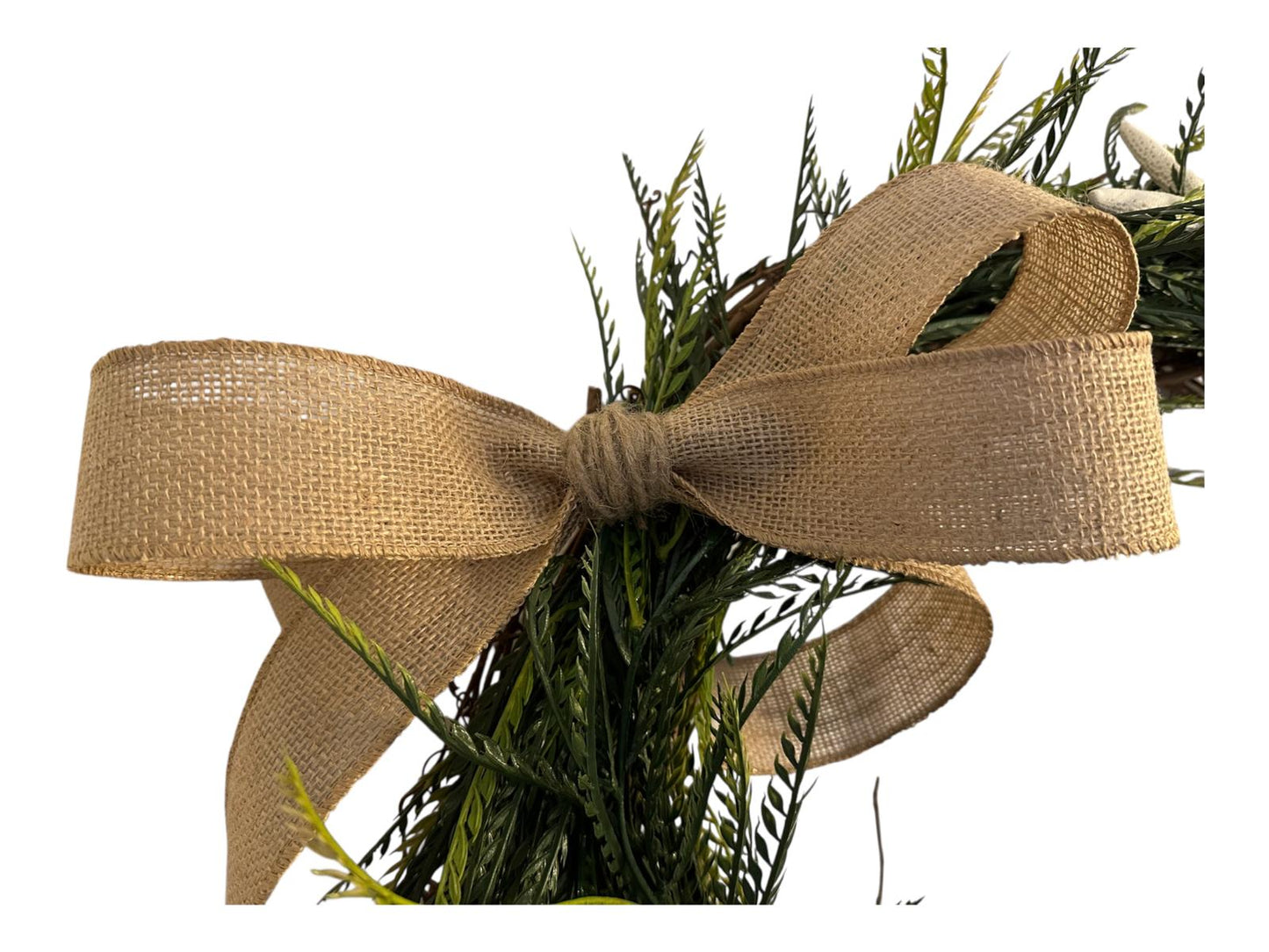 Door Sawgrass Greenery Wreath with Removable Burlap Bow