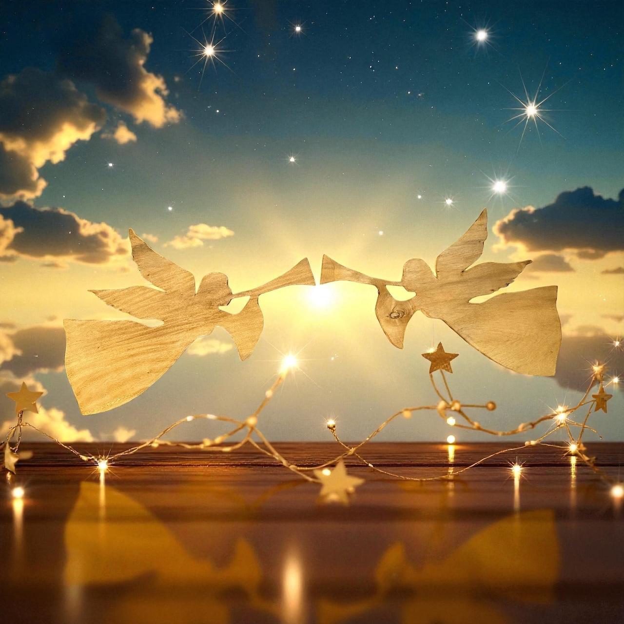 ✨ Wooden Christmas Angel – 34” x 22” Hanging Holiday Wall Décor | Handcrafted Wood Angel with Protective Finish 🎄