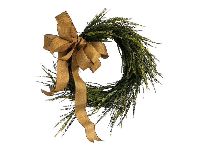 18" Grapevine & Sawgrass Greenery Wreath with Removable Bow for all Seasons – Rustic Coastal Farmhouse Door Decor – Handmade Everyday Wreath