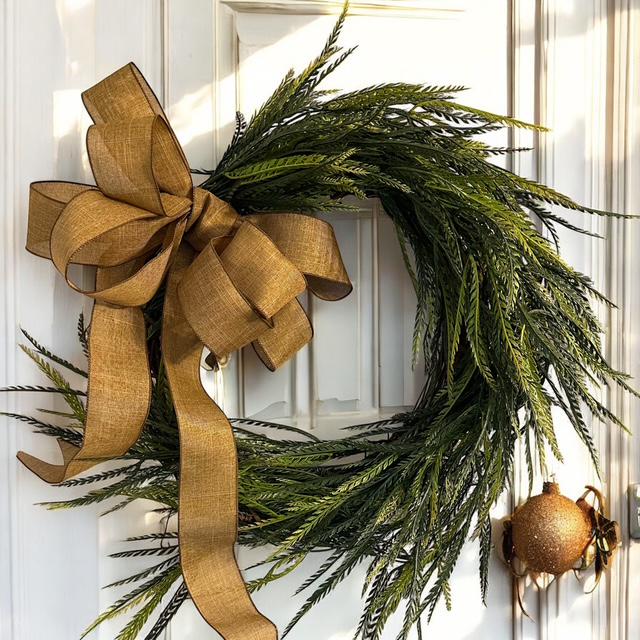 18" Grapevine & Sawgrass Greenery Wreath with Removable Bow for all Seasons – Rustic Coastal Farmhouse Door Decor – Handmade Everyday Wreath