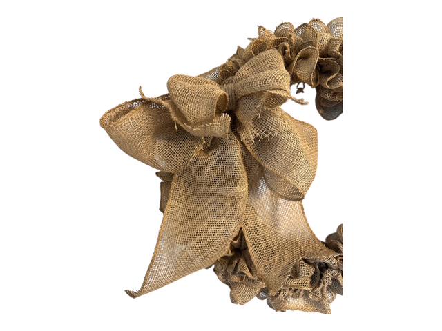 18" Natural Ruffled Burlap Wreath- With Optional Burlap Bow- 18" Wire Wreath- Every Day Wreath