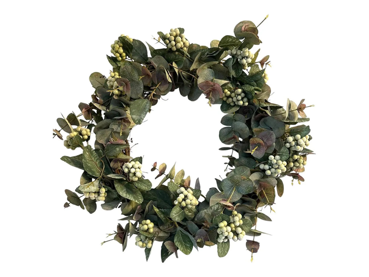 18" Eucalyptus & Berries Grapevine Wreath- All Seasons- Add a Bow for Holidays