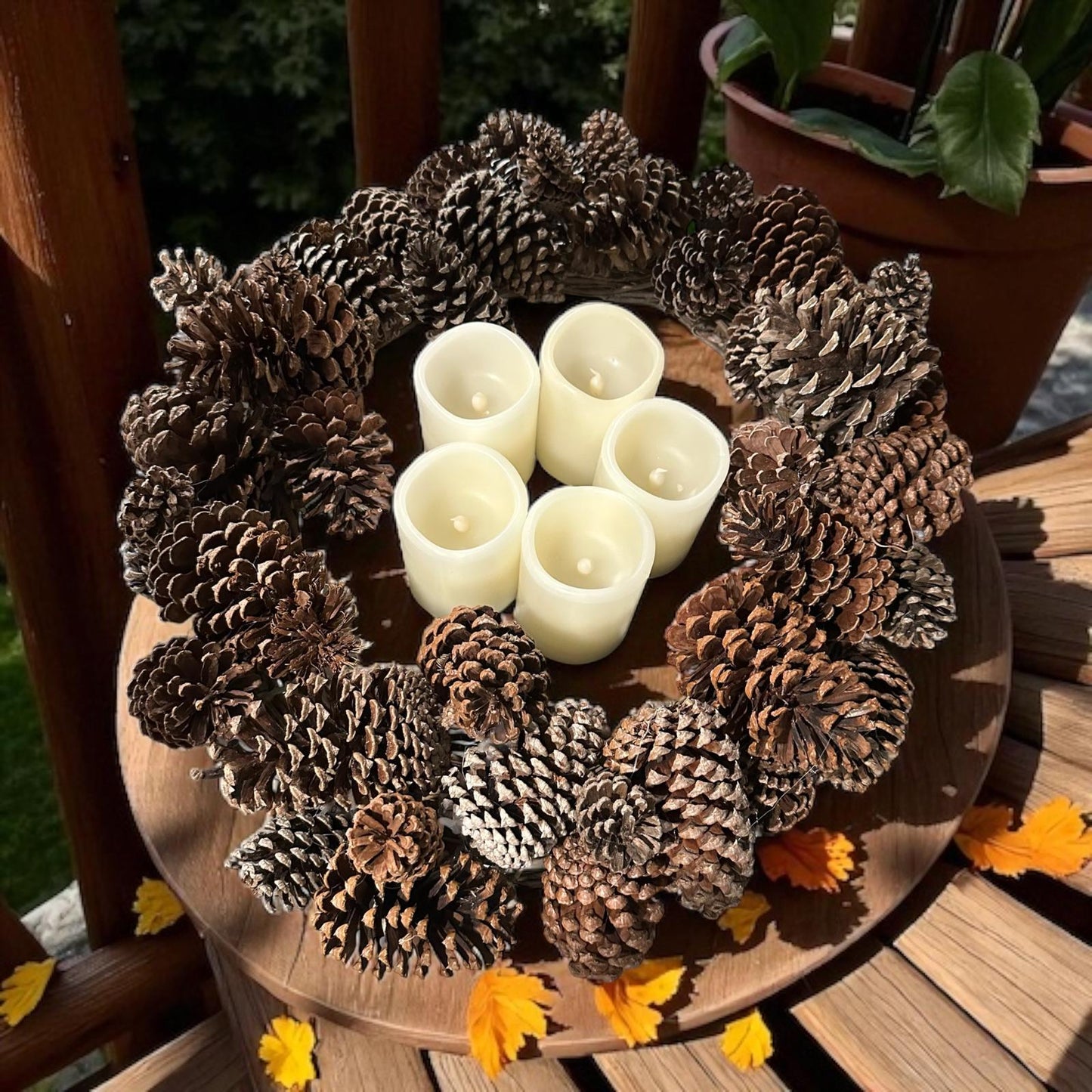 18" Pinecone Wreath | Rustic Front Door Wreath or Holiday Table Centerpiece | Natural Winter & Christmas Decor