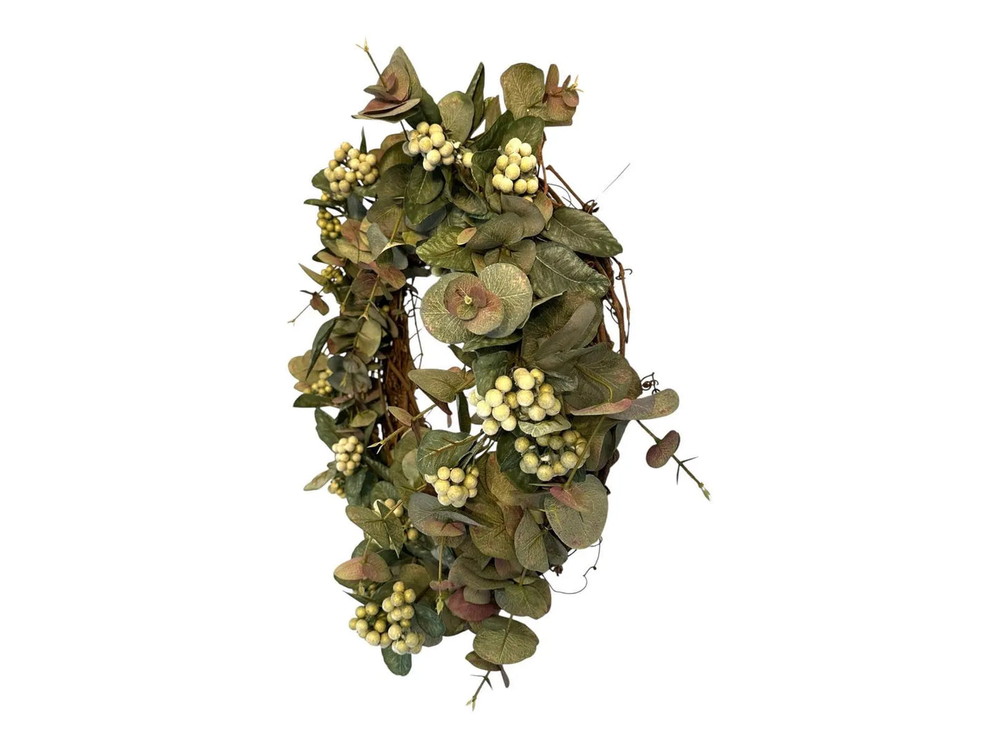 18" Eucalyptus & Berries Grapevine Wreath- All Seasons- Add a Bow for Holidays