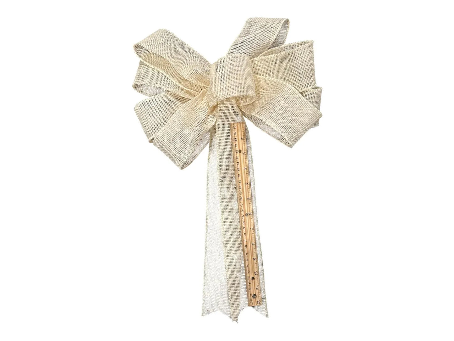 Large Off-White Burlap Bow- 12"x16"- 9 Loop, Farmhouse / Coastal/ Wedding Natural Burlap Bow