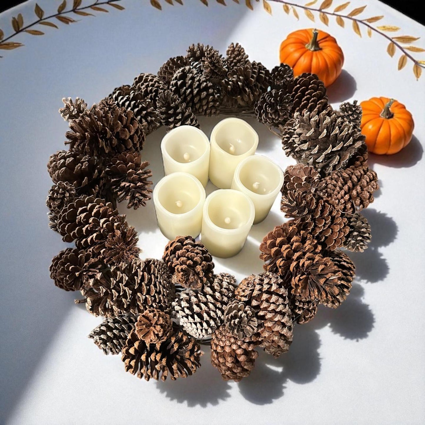 18" Pinecone Wreath | Rustic Front Door Wreath or Holiday Table Centerpiece | Natural Winter & Christmas Decor