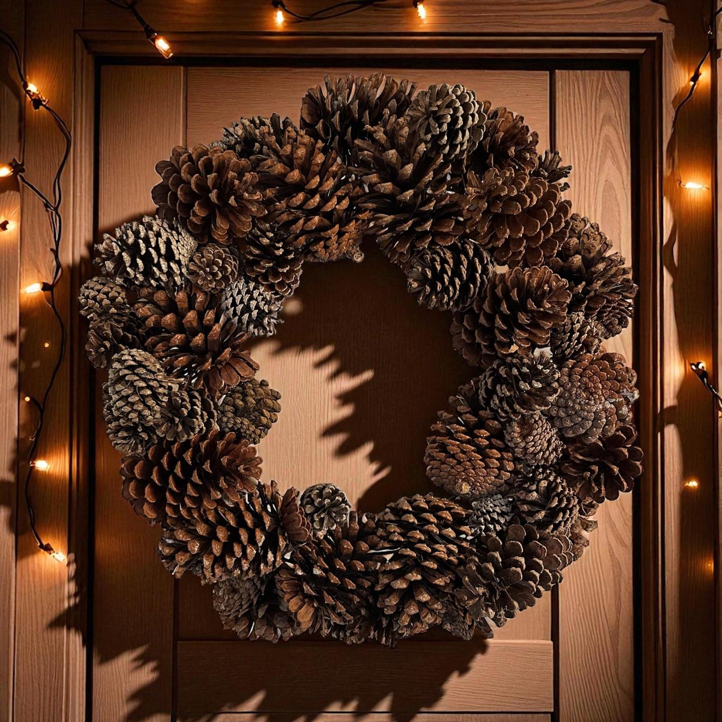 18" Pinecone Wreath | Rustic Front Door Wreath or Holiday Table Centerpiece | Natural Winter & Christmas Decor