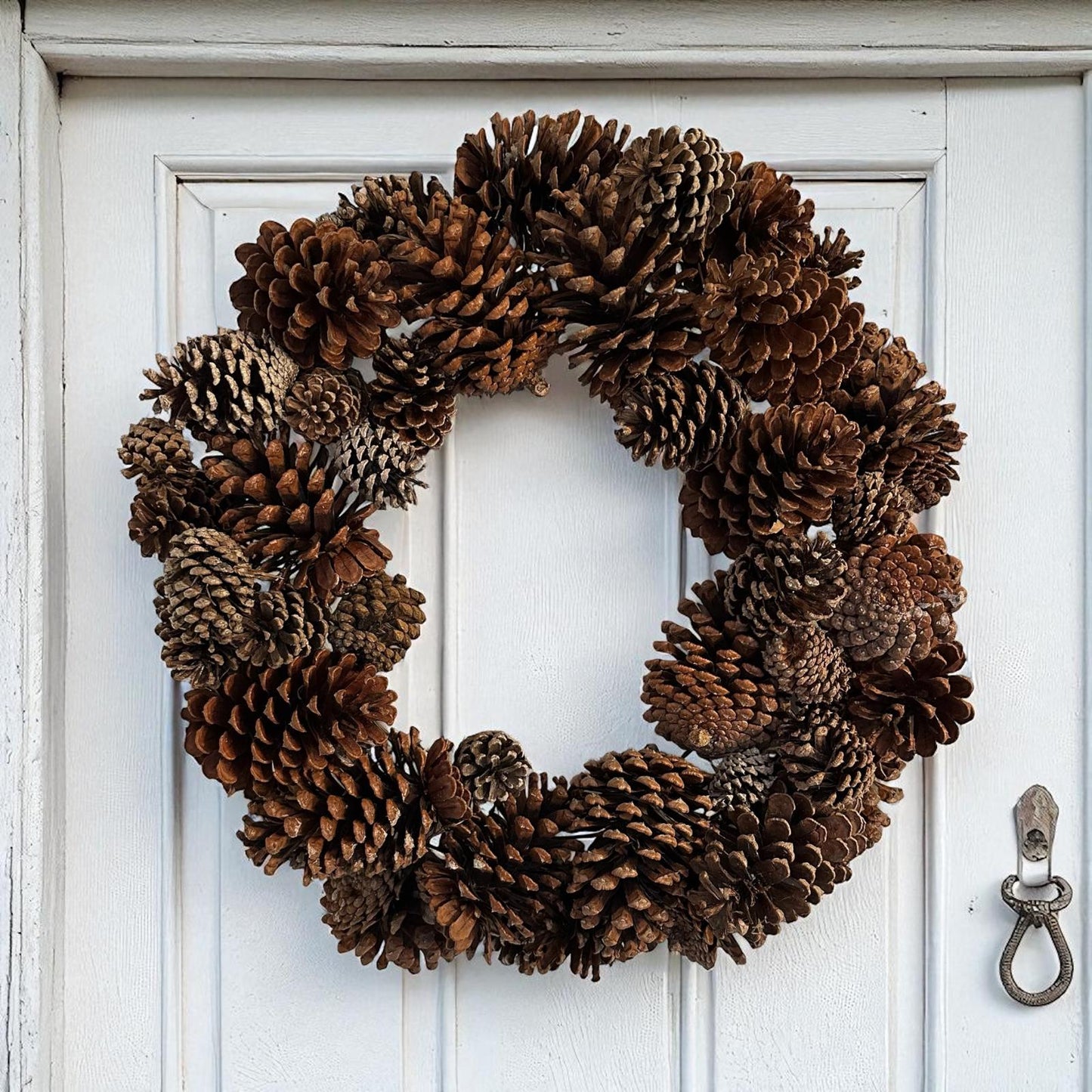 18" Pinecone Wreath | Rustic Front Door Wreath or Holiday Table Centerpiece | Natural Winter & Christmas Decor