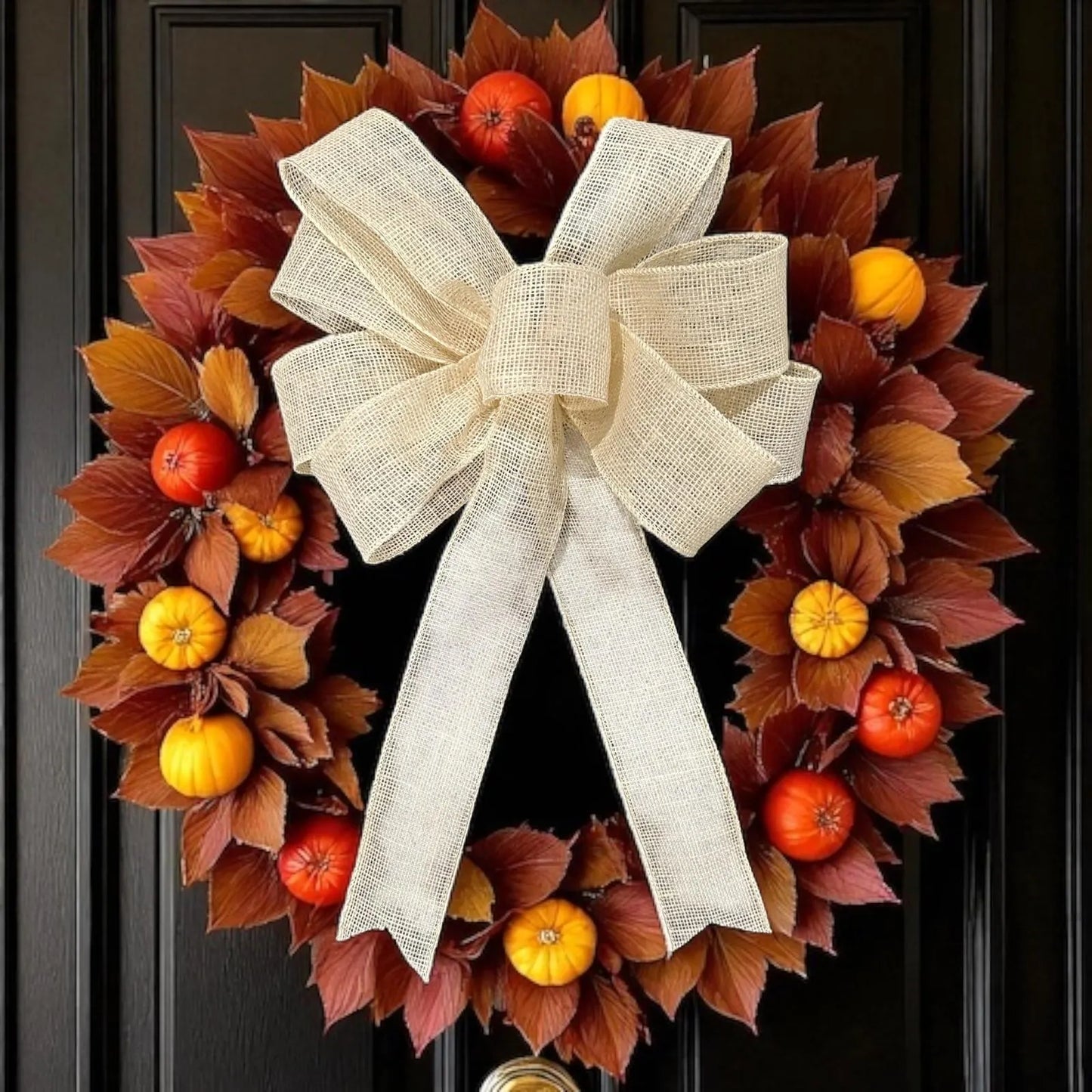 Large Off-White Burlap Bow- 12"x16"- 9 Loop, Farmhouse / Coastal/ Wedding Natural Burlap Bow