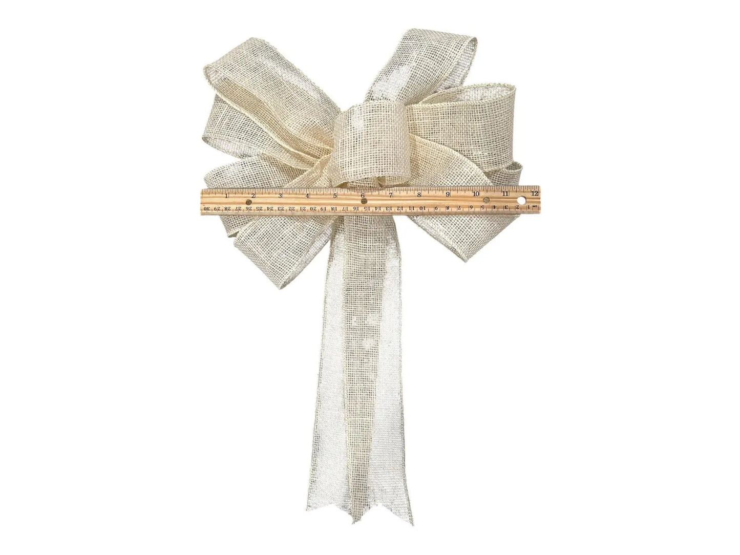 Large Off-White Burlap Bow- 12"x16"- 9 Loop, Farmhouse / Coastal/ Wedding Natural Burlap Bow