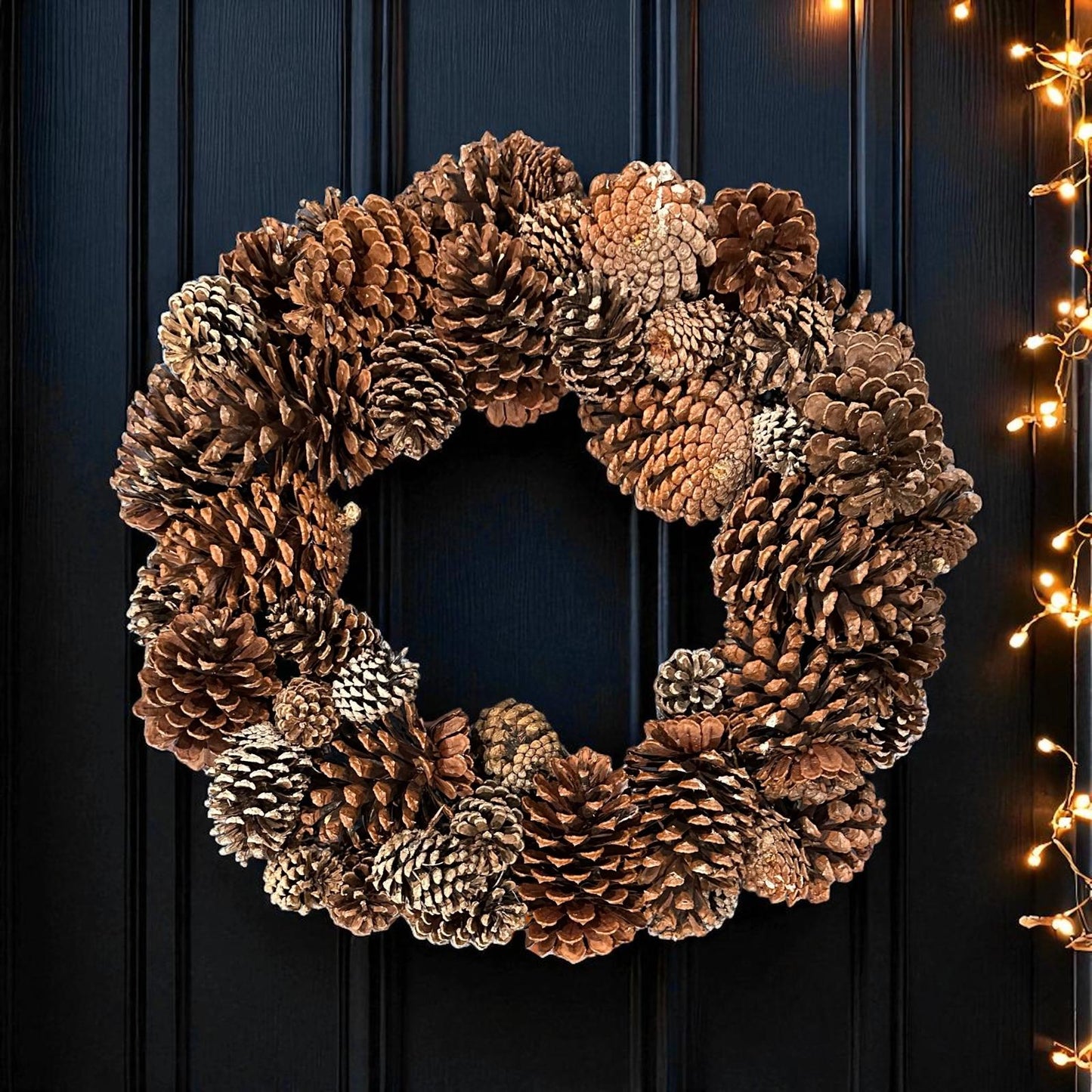 18" Pinecone Wreath | Rustic Front Door Wreath or Holiday Table Centerpiece | Natural Winter & Christmas Decor