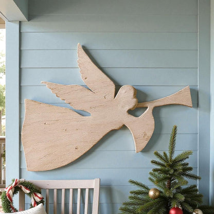 ✨ Wooden Christmas Angel – 34” x 22” Hanging Holiday Wall Décor | Handcrafted Wood Angel with Protective Finish 🎄