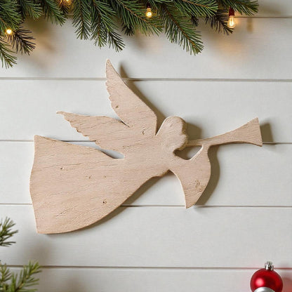 ✨ Wooden Christmas Angel – 34” x 22” Hanging Holiday Wall Décor | Handcrafted Wood Angel with Protective Finish 🎄
