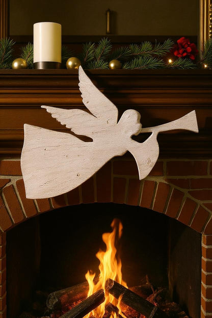 ✨ Wooden Christmas Angel – 34” x 22” Hanging Holiday Wall Décor | Handcrafted Wood Angel with Protective Finish 🎄