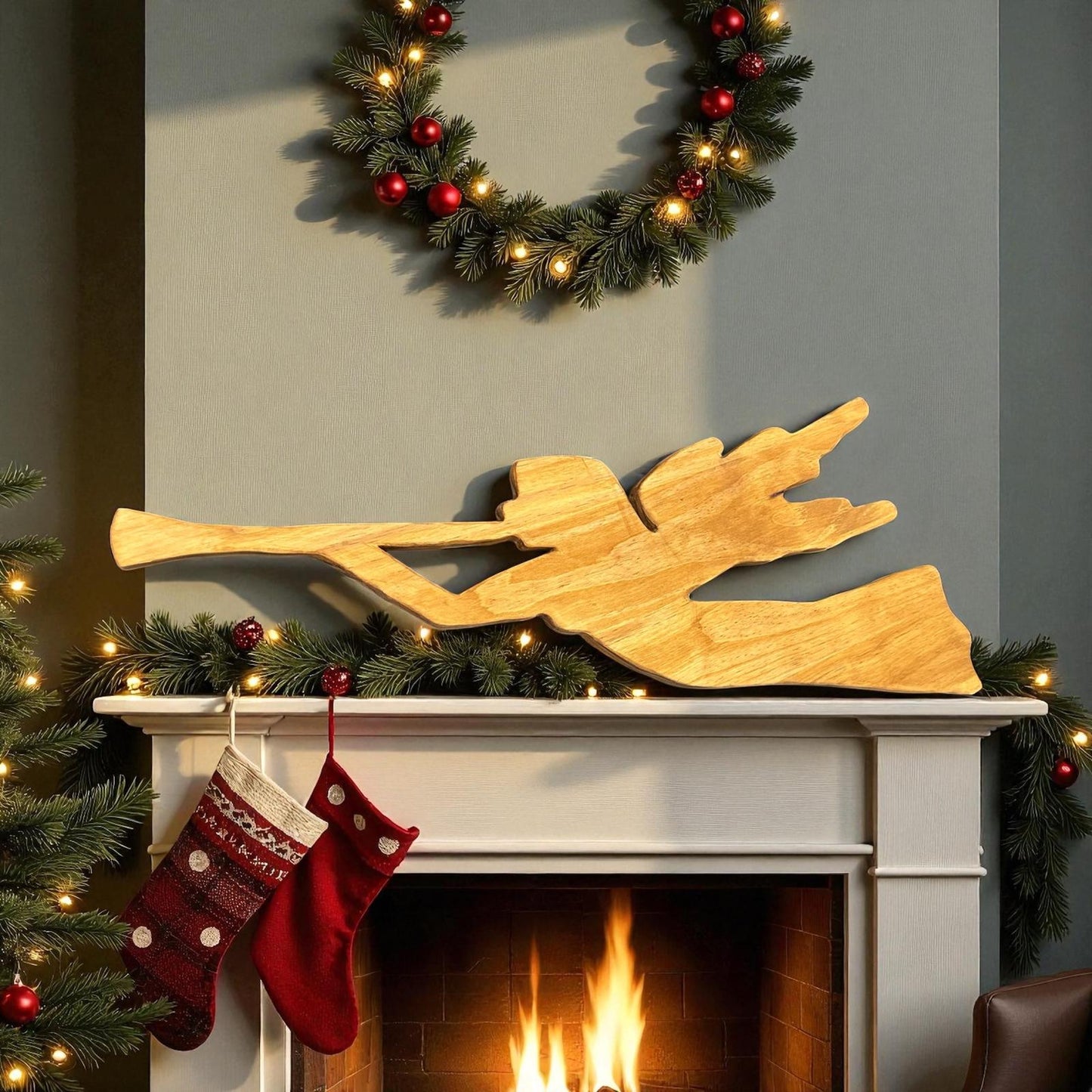 ✨ Wooden Christmas Angel – 30” x 12” Hanging Holiday Wall Décor | Handcrafted Wood Angel with Protective Finish 🎄