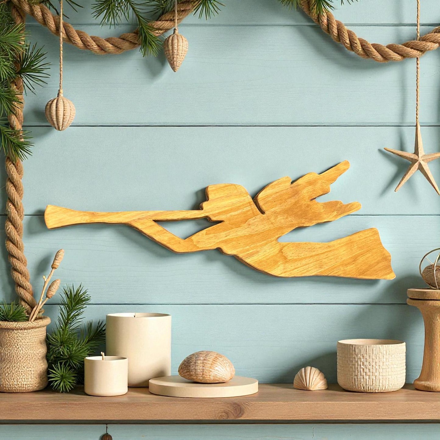 ✨ Wooden Christmas Angel – 30” x 12” Hanging Holiday Wall Décor | Handcrafted Wood Angel with Protective Finish 🎄