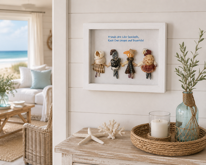 Custom Friend Group Shell Art, Personalized Best Friend Gift, Add Names & Number of Friends, Coastal Seashell Wall Decor, Friendship Keepsake