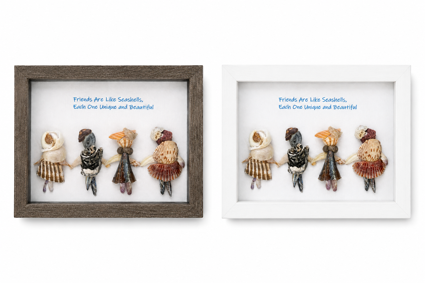 Custom Friend Group Shell Art, Personalized Best Friend Gift, Add Names & Number of Friends, Coastal Seashell Wall Decor, Friendship Keepsake