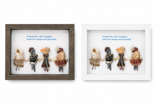 Custom Friend Group Shell Art, Personalized Best Friend Gift, Add Names & Number of Friends, Coastal Seashell Wall Decor, Friendship Keepsake