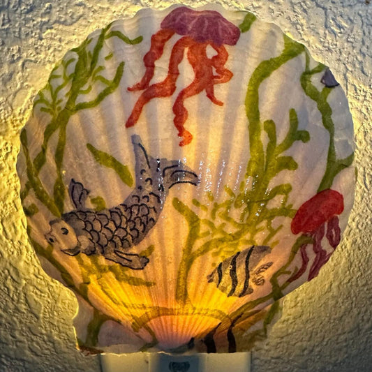 Scallop Nightlight- Sea Life- Auto Sensor LED On/Off- Nursery Nightlight