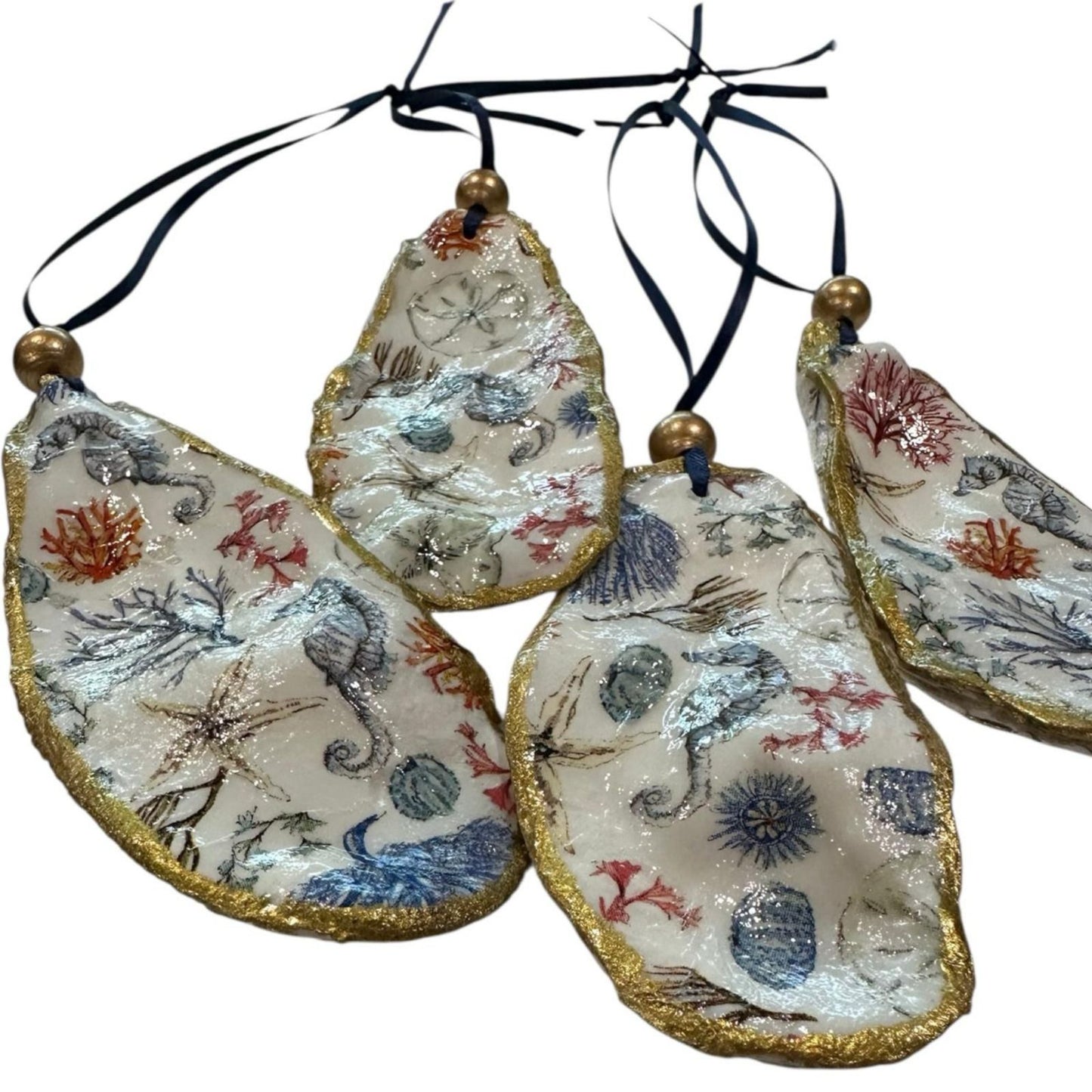 Cardinal Oyster Shell Ornament – Gold-Gilded Memorial Décor – Christmas Ornament Gift Boxed with Tag – Coastal Holiday Keepsake- GIFT