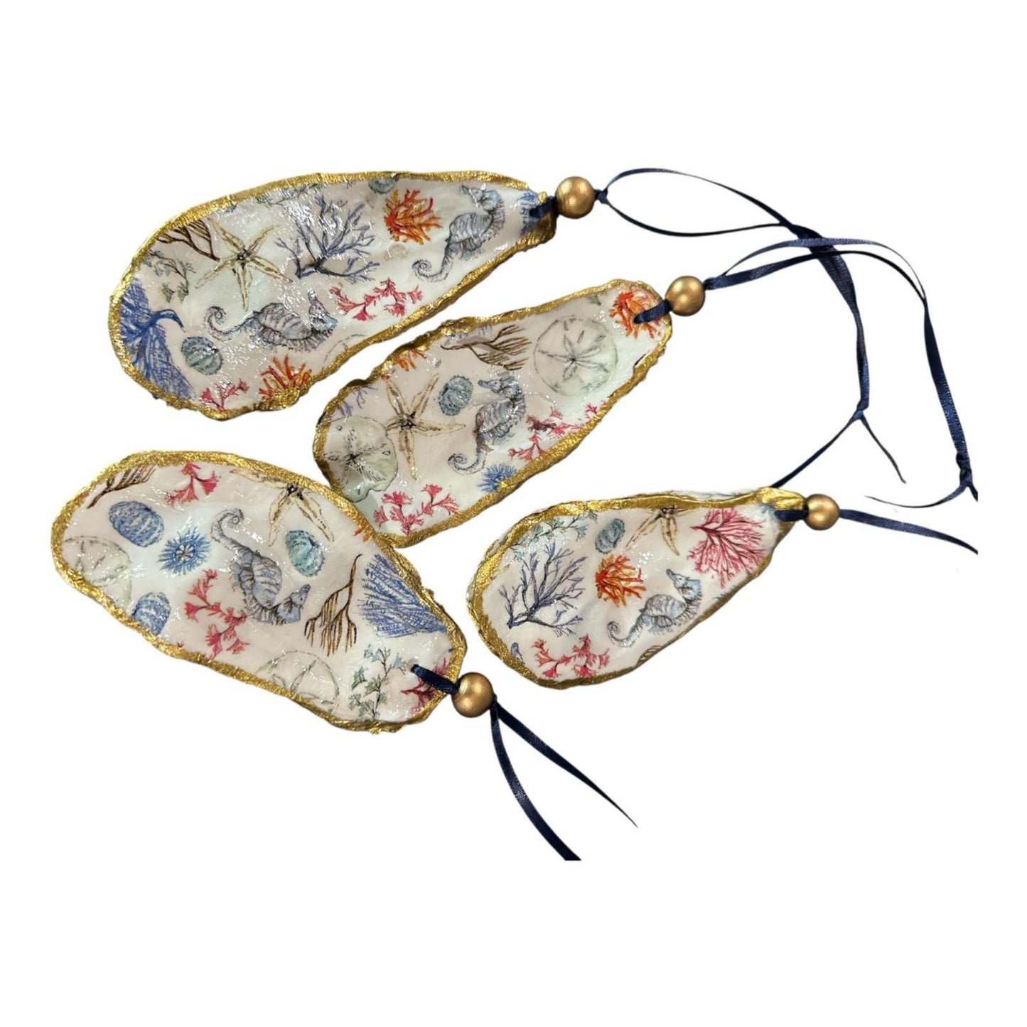 Cardinal Oyster Shell Ornament – Gold-Gilded Memorial Décor – Christmas Ornament Gift Boxed with Tag – Coastal Holiday Keepsake- GIFT