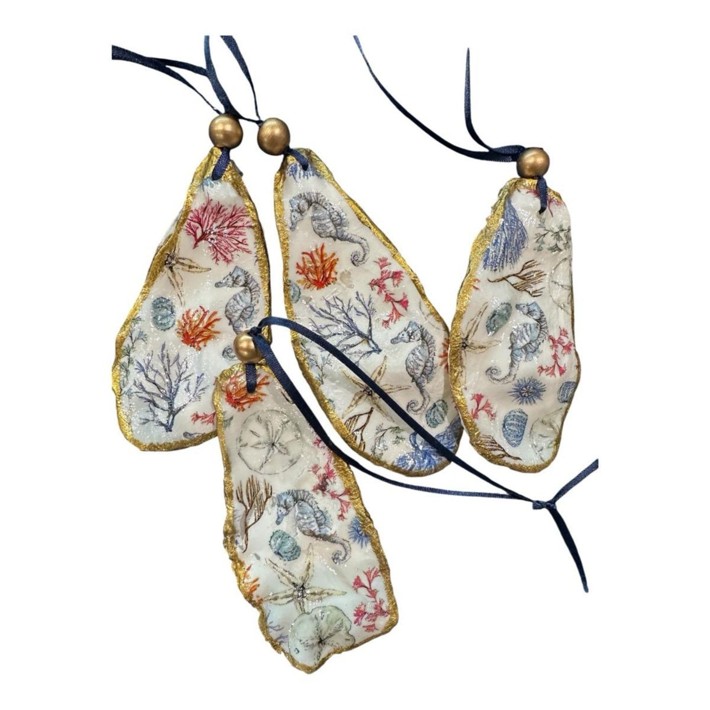 Cardinal Oyster Shell Ornament – Gold-Gilded Memorial Décor – Christmas Ornament Gift Boxed with Tag – Coastal Holiday Keepsake- GIFT