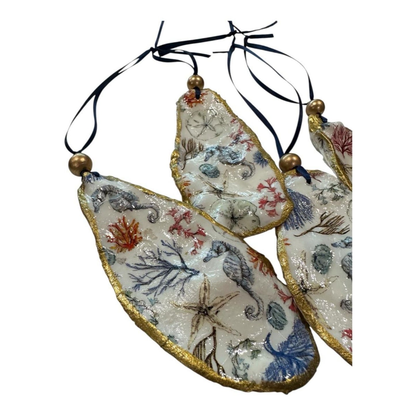 Cardinal Oyster Shell Ornament – Gold-Gilded Memorial Décor – Christmas Ornament Gift Boxed with Tag – Coastal Holiday Keepsake- GIFT