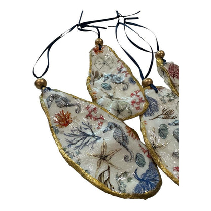 Cardinal Oyster Shell Ornament – Gold-Gilded Memorial Décor – Christmas Ornament Gift Boxed with Tag – Coastal Holiday Keepsake- GIFT