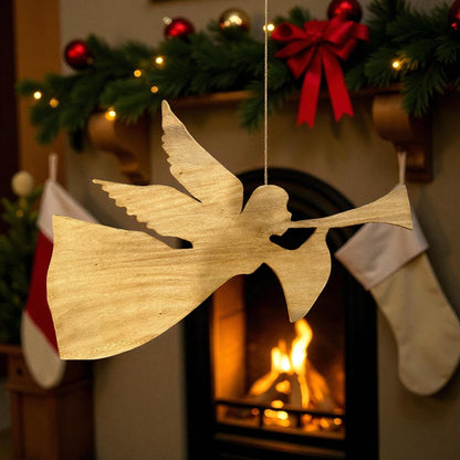 ✨ Wooden Christmas Angel – 34” x 22” Hanging Holiday Wall Décor | Handcrafted Wood Angel with Protective Finish 🎄