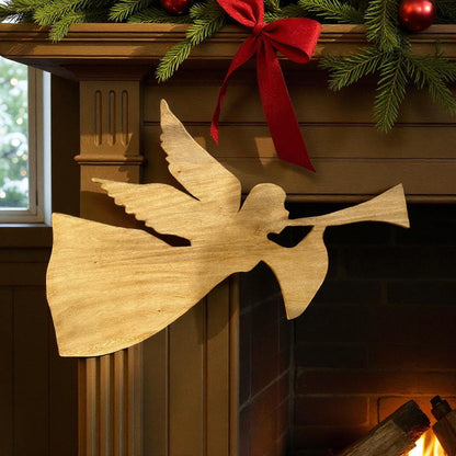 ✨ Wooden Christmas Angel – 34” x 22” Hanging Holiday Wall Décor | Handcrafted Wood Angel with Protective Finish 🎄
