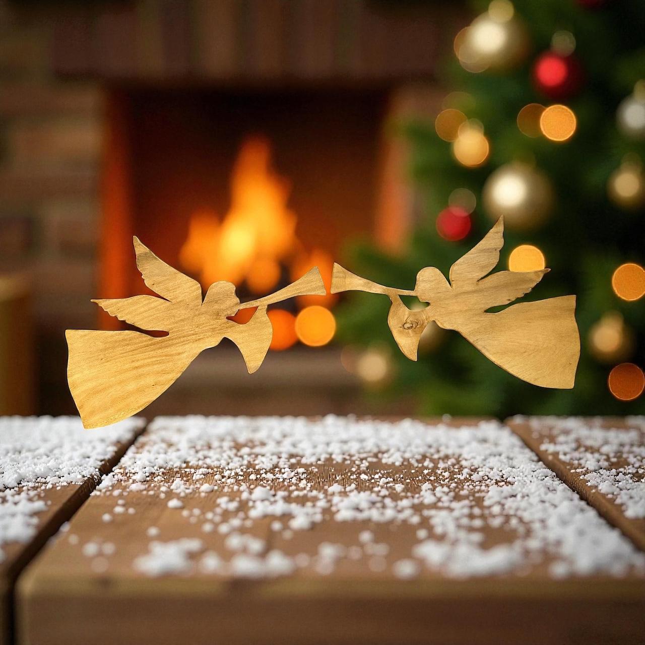 ✨ Wooden Christmas Angel – 34” x 22” Hanging Holiday Wall Décor | Handcrafted Wood Angel with Protective Finish 🎄