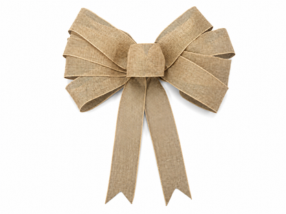 Handmade Wired Burlap Bow for Wreaths & Farmhouse Decor – 15” Wide Rustic Bow with 8 Loops, 1.5” Burlap Ribbon & Two 10” Tails – Front Door, Wedding Pew, Lantern & Porch Decoration