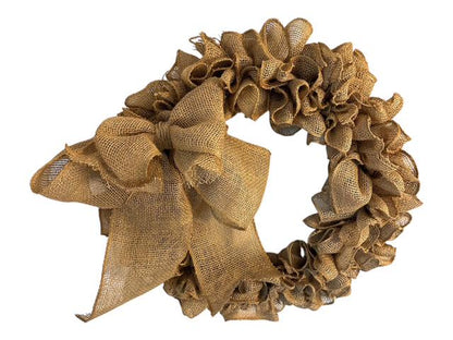 18" Natural Ruffled Burlap Wreath- With Optional Burlap Bow- 18" Wire Wreath- Every Day Wreath