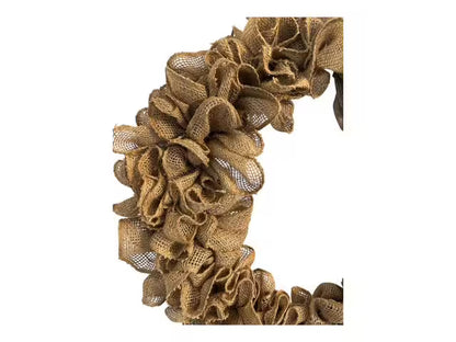 18" Natural Ruffled Burlap Wreath- With Optional Burlap Bow- 18" Wire Wreath- Every Day Wreath