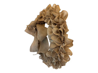 18" Natural Ruffled Burlap Wreath- With Optional Burlap Bow- 18" Wire Wreath- Every Day Wreath