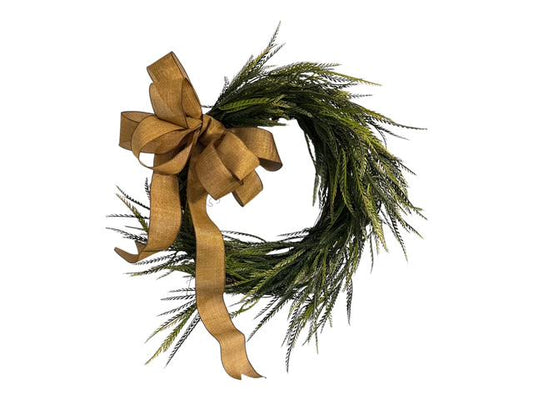 18" Grapevine & Sawgrass Greenery Wreath with Removable Bow for all Seasons – Rustic Coastal Farmhouse Door Decor – Handmade Everyday Wreath