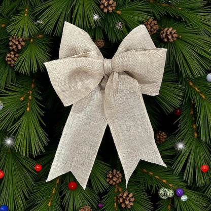 Large Burlap Natural 15" Bow, Farmhouse Bow, Coastal Bow, Easy Wire Attachment