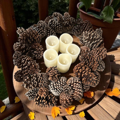 18" Pinecone Wreath | Rustic Front Door Wreath or Holiday Table Centerpiece | Natural Winter & Christmas Decor
