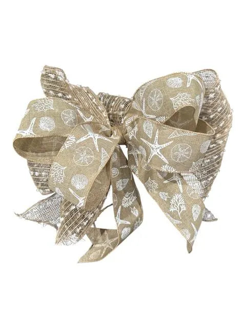 18" Grapevine Wreath with Greens & White Flowers- Removable Coastal Bow- Coastal or Farmhouse Decor- Every Day Year-Round Charm!
